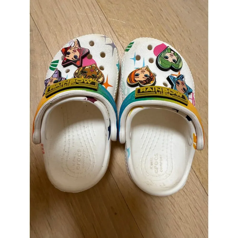 Crocs Rainbow High SZ C5 White Printed Jibbits Girls